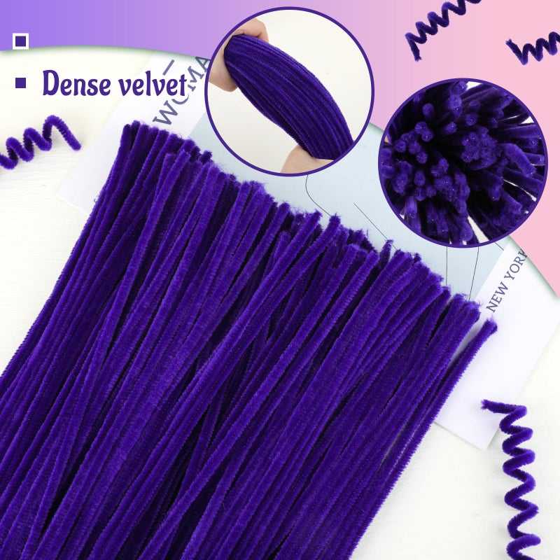 Mnuizu 200pcs Pipe Cleaners,Pipe Cleaners Chenille Stems for Craft, Fuzzy Sticks Christmas Craft Supplies for DIY Art & Creative Crafts Decorations(Purple) - Image 3